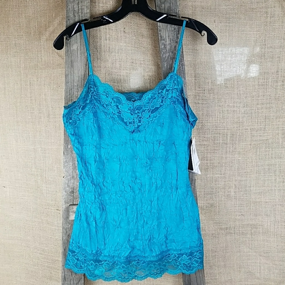 Licorice women‎ Y2K L spaghetti strap lace top blue gorpcore sexy romantic